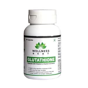 Wellness Beat L-Glutathione Capsules with Vitamin E & C for Healthy ...