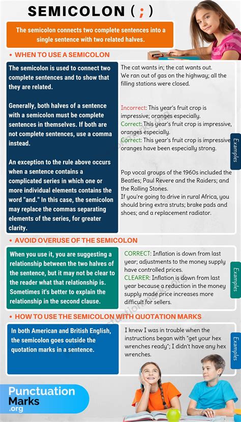 Semicolon (;) When to Use a Semicolon in English - Punctuation Marks | English writing skills ...