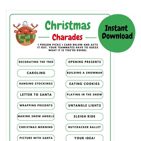Christmas charades ideas and printable words list – Artofit