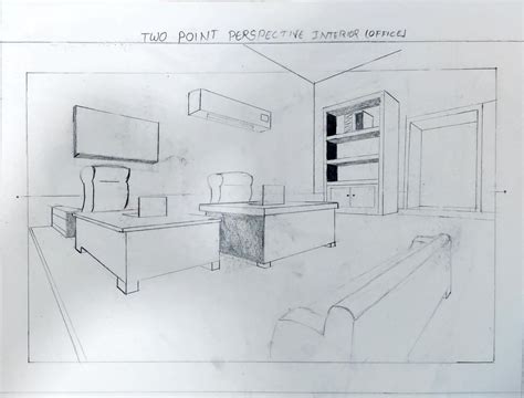 Two Point Perspective Drawing Interior