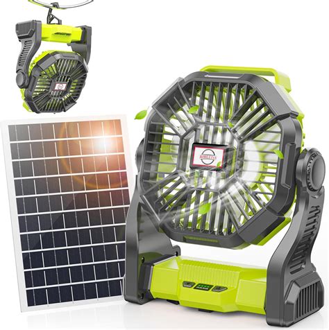 Amazon.com: Art In Real Solar Fan, Camping Fan with 7W Solar Panel, Rechargeable Solar Powered ...