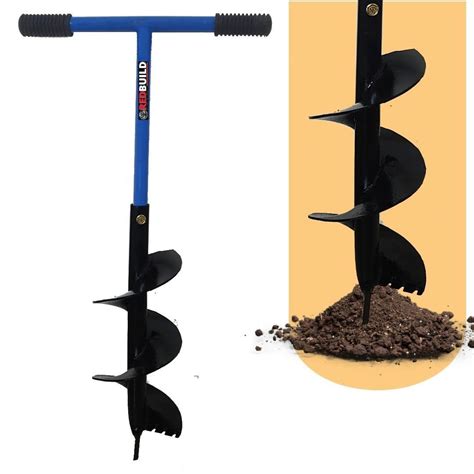 REDBUILD™ Adjustable Earth Auger Hole Digger, 6-Inch Manual Earth Auger ...