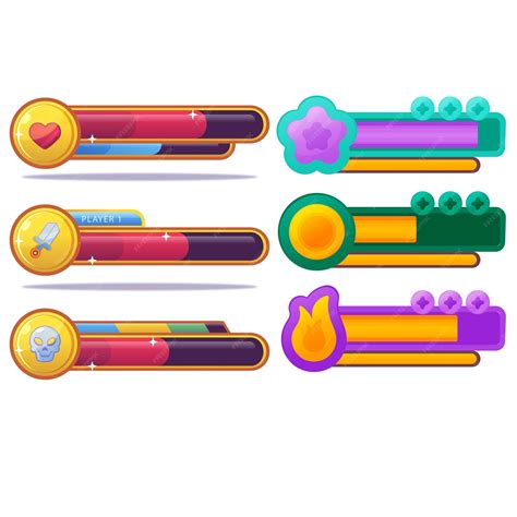 Game health bar UI asset for video game energy indicator for mobile web ...
