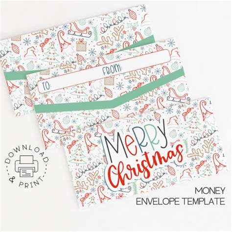Printable Christmas Money Gift Envelope / Cash Holder / Instant ...