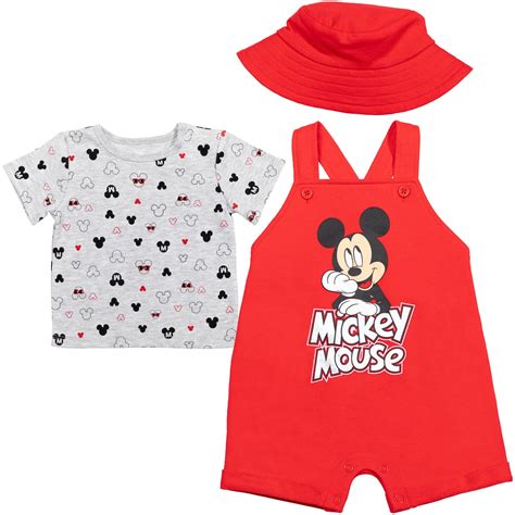 Disney Mickey Mouse Newborn Baby Boys 3 Piece Outfit Set: Short ...