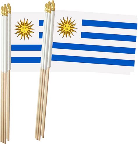 Uruguay Stick Flag, Uruguayan Small Mini Hand Held Flags, Small Uruguay Flag 5x8 Inch,12 Pack ...