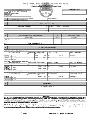 Completable En línea Formulario de ingreso de demandas - Tribunal ...