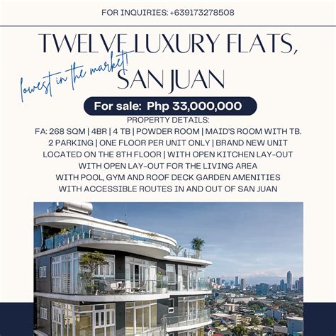 **one away** 268sqm 4br brand new unit at Twelve Luxury Flats, San Juan ...