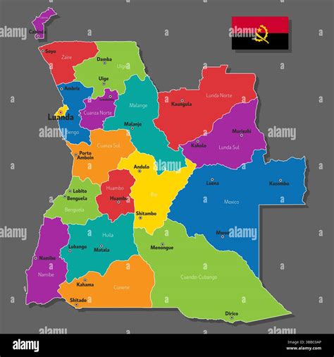 Vector map of Angola with names of cities and with borders city Stock Vector Image & Art - Alamy