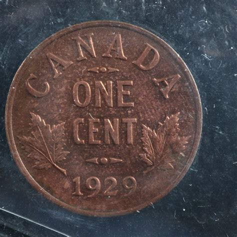 1 cent 1929 Canada ICCS MS-64 Red small copper penny King George V one ...