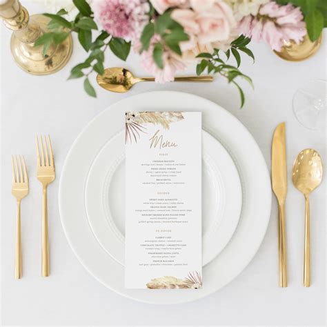 Blank Wedding Menu Template