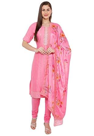 Buy Salwar Studio Women's Light Pink Cotton Silk Readymade Salwar Suit ...