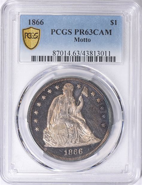 1866 Seated Liberty Silver Dollar Motto PCGS Proof-63 CAMEO (Toned ...