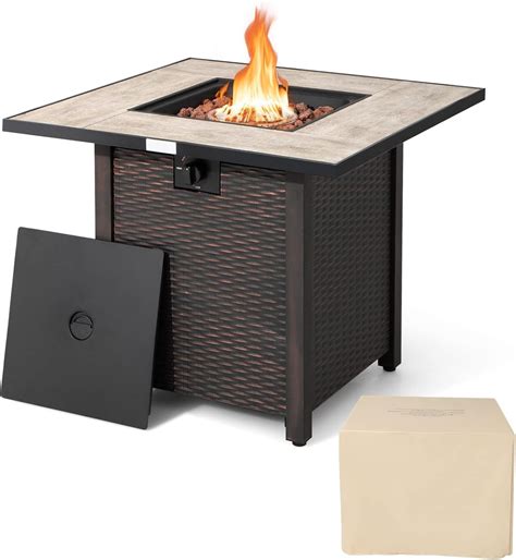 Tangkula 30 Inch Propane Gas Fire Pit Table, Patiojoy 50,000 BTU Square ...