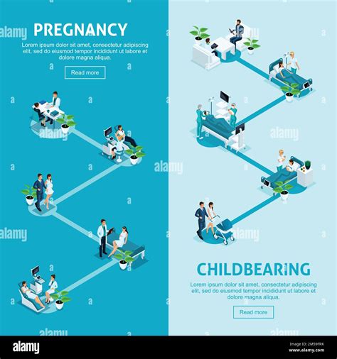 Isometric Illustrations banners, concept work hospital, medical ...