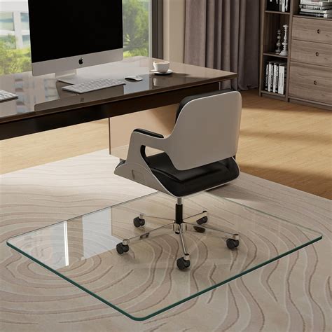 BesWin Glass Office Chair Mat, Tempered Glass Floor Mats for Carpet ...