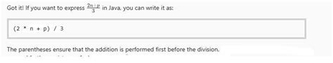 what is the java expression for 2n+p/3[tex]2n + p \div 3[/tex]what is ...