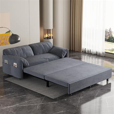 Amazon.com: GNIXUU 63.8" Queen Pull Out Sofa Bed, Velvet Convertible ...