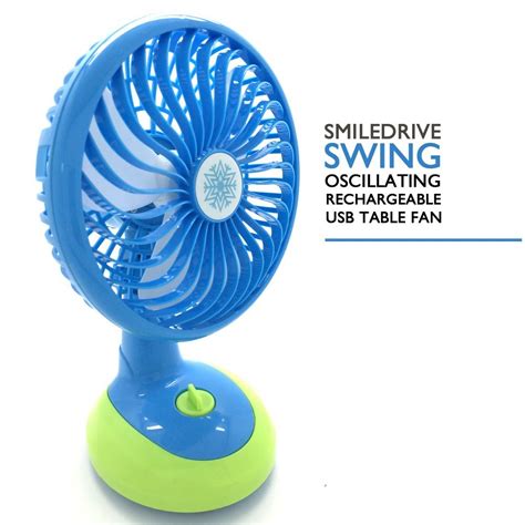 SMILEDRIVE® Swing Oscillating Head Portable Table Desk Fan -USB ...