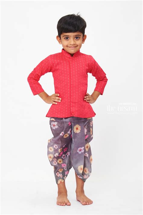 Traditional Indian Attire for kids | Vibrant Kurta with Patterned Dhoti ...