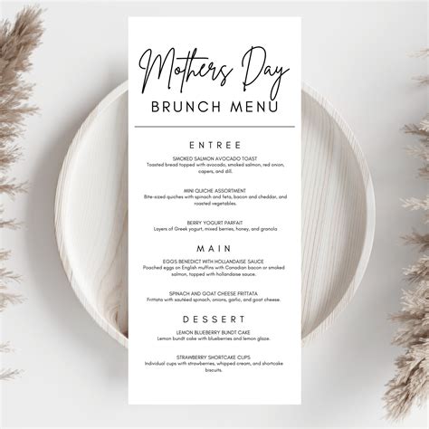 Minimalistic Mother's Day Brunch Menu Template, Brunch Mune ...