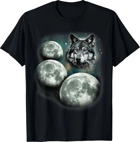Three Moon Wolf 3 Moons Howling At Space Wolf Magic Meme T-Shirt | eBay ...