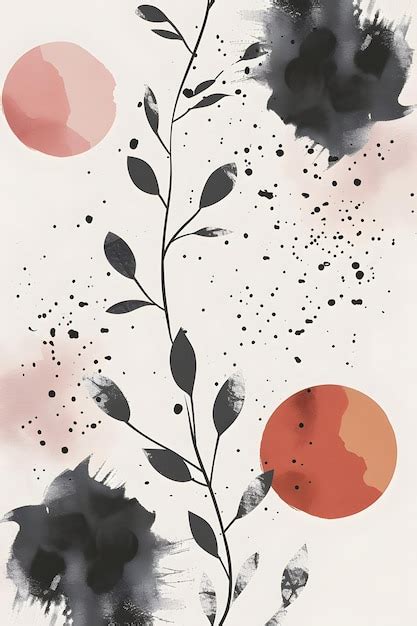 Abstract shapes boho paint print set scandinavian style poster ...