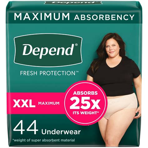Depend Fresh Protection Incontinence Underwear for Women, XXL, Maximum Absorbency, 44 Count, 2 ...