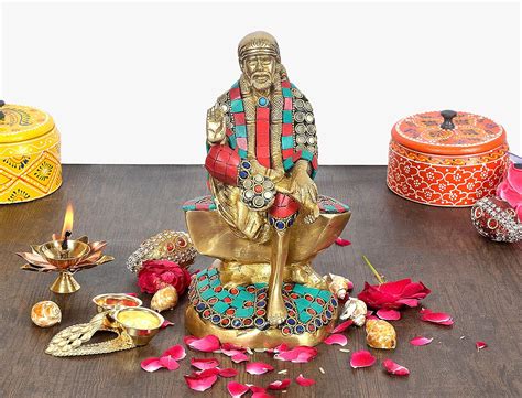 Buy Dattatreya Brass Shirdi Sai Baba Statue Idol Sai Baba Religious ...