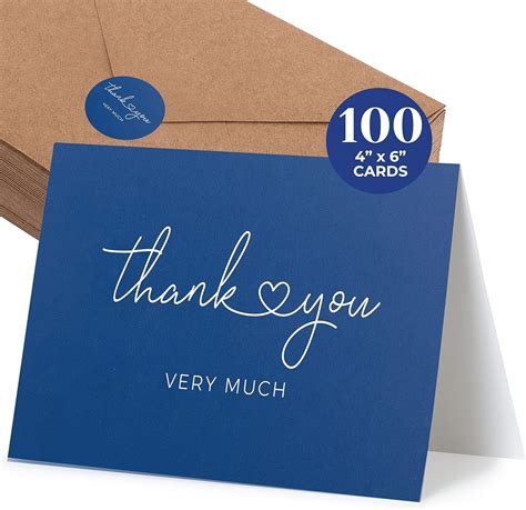 100 Heavyweight Blank Thank You Cards with Envelopes - Premium Thank ...