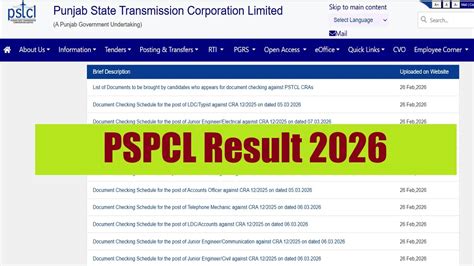 PSPCL Result 2026 Out for ALM, Electrician Other Posts at pspcl.in ...