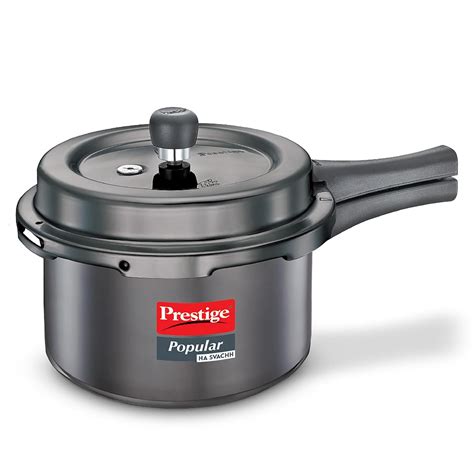 Buy Prestige Popular Svachh Hard Anodised Pressure Cooker(3.0 L, Black ...