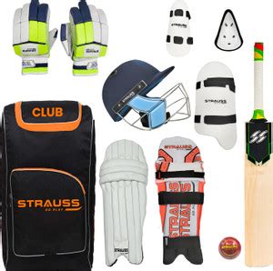 Strauss Premium (Club) Cricket Kit| Size 5| Set of 9 Complete Cricket ...