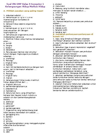 Contoh Soal Bioteknologi Kelas 9
