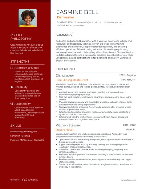 Dishwasher Duties On Resume