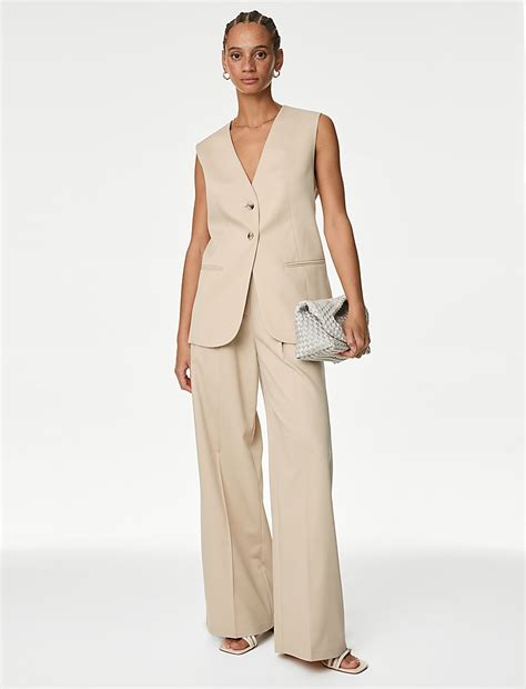 Buy Lyocell Rich Longline Waistcoat at Marks & Spencer