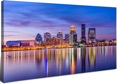AEFER Louisville Skyline Wall Art Kentucky Wall Decor Sunset Downtown ...