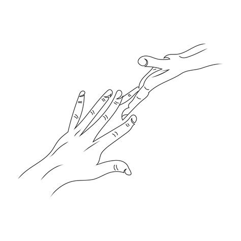 lovely hand touch line art drawing style, The Hands sketch black linear ...