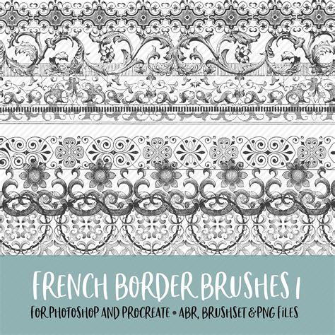 French Borders 1 Photoshop and Procreate Brushes With PNG Files for ...