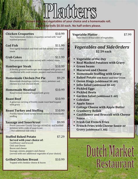 Pennsylvania Dutch Farmer's Market menu in Annapolis, Maryland, USA