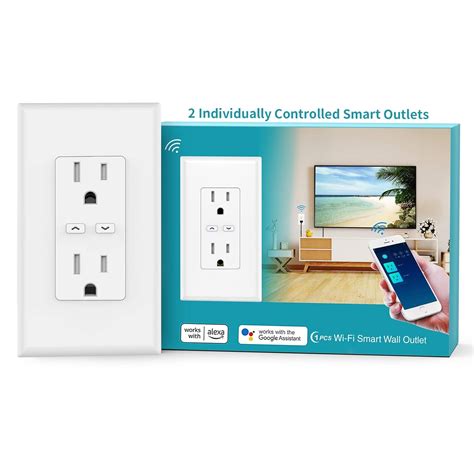 OHMAX Smart Wall Outlet, Two Individually Controlled Smart Outlets Via ...