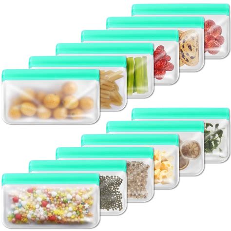 Snapklik.com : 12 Pack Reusable Snack Bags, Reusable Silicone Bags ...