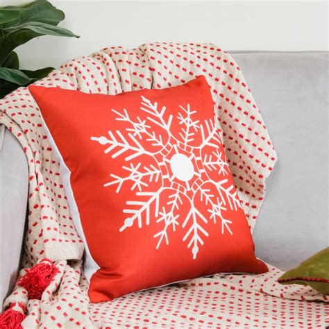 Christmas Velvet Snowflake Cushion Cover 16 X 16 Inch | Nestasia