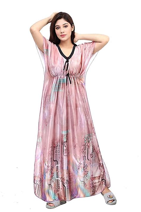 Buy Sportstar Kawam Women Kaftan Nighty in Satin Fabric with Digital ...