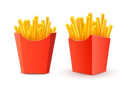 French potato pack box cartoon fastfood fry potato isolated ...