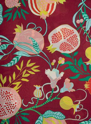 (Pre Cut-1 Meter) Sangria Red Quirky Pattern Digital Print Natural Cre ...