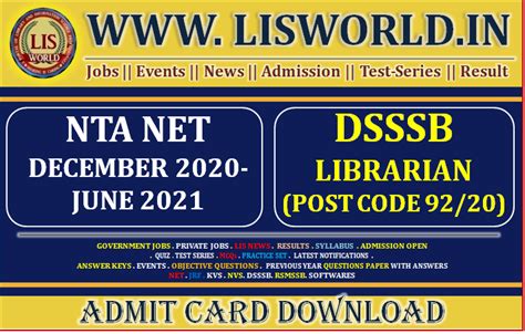 NTA NET December 2020- June 2021 & Dsssb Librarian (Post Code 92/20 ...