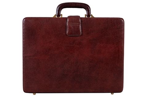 Leather Executive Men's Leather Attache Briefcase Cherry red — MaheTri