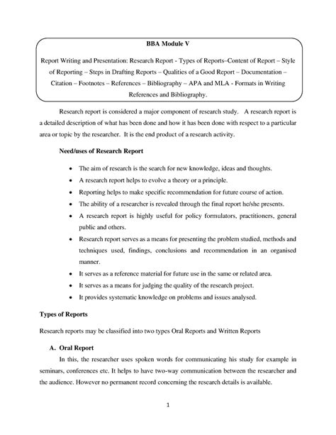 Business research methods notess - BBA Module V Report Writing and ...