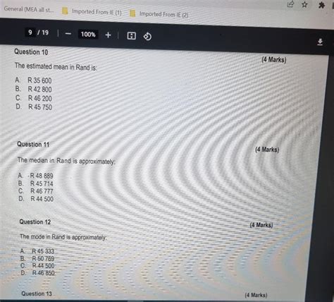 The estimated mean in Rand is: (4 Marks A. R35600 B. | Chegg.com